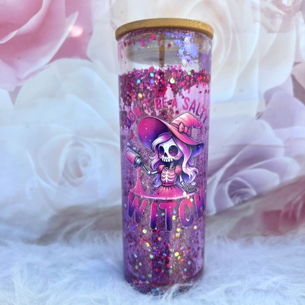 Glass Snow Globe Tumbler – “Don't Be a Salty Witch"